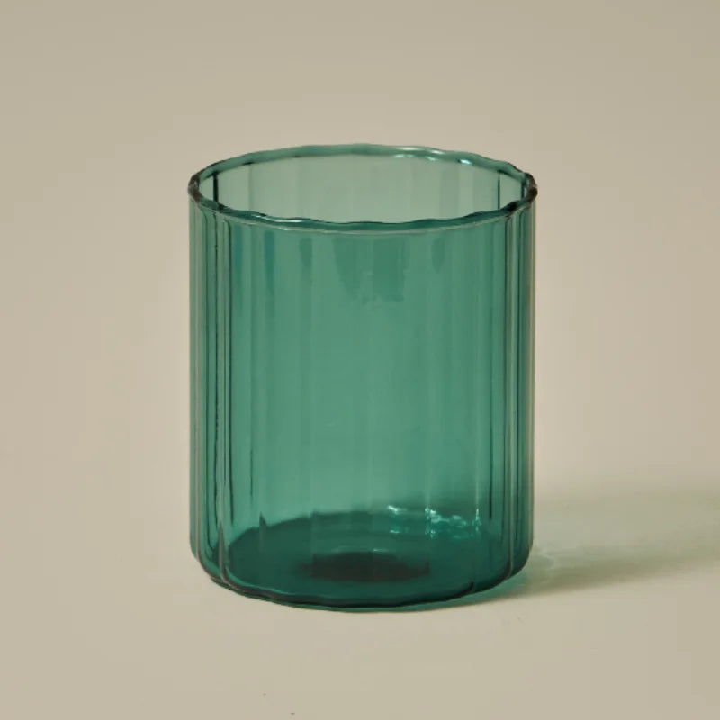 6 Colors Glass Cups Heat Resistant Glass Cup Brewing Mugs Stripe Glass Tea Office Juice Coffee Milk Mug Family Cups