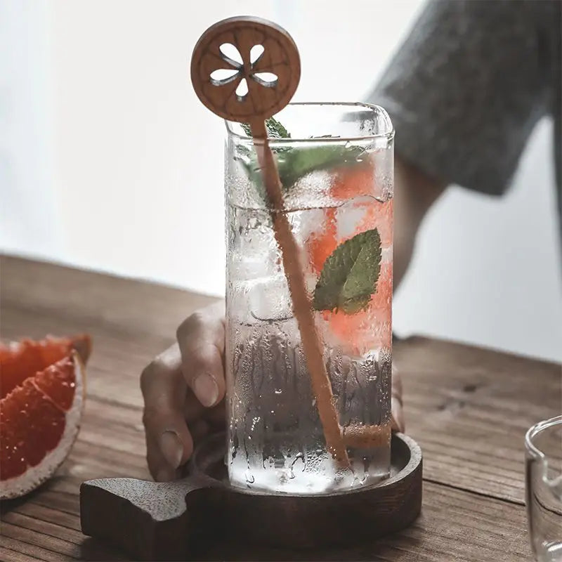 1PCS Creative Square Glass Transparent Cold Drink Large Capacity Iced Coffee Milk Tea Drinking Cup Red Wine Glass Coffee Cup