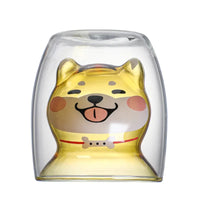 250ML Double Glass Cup Coffee Mug Bear Cat Dog Animal Transparent Cute Milk Juice Tea Drinking Cups Birthday Party Wine Glasses
