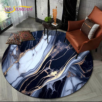 Luxurious Colour Marble Blue Green Gold Round Carpet Rug for Living Room Bedroom Sofa Decor,Kid Area Rug Non-slip Floor Mat Gift