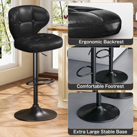 Bar Stools Set of 4, Adjustable Swivel Counter Height Chairs with Backrest and Footrest, Faux Leather Bar Chairs for Kitchen