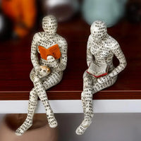 Nordic Modern Reading Woman Statue Nordic Art Thinker Resin Statue Thinker Desktop Sculptures Reading Woman Home Home Sculpture