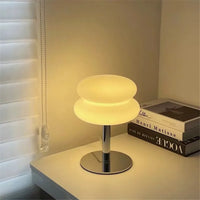 Italian Designer Glass Egg Tart Table Lamp Bedroom Bedside Study Reading Led Night Light Home Decor Atmosphere Stained Desk Lamp