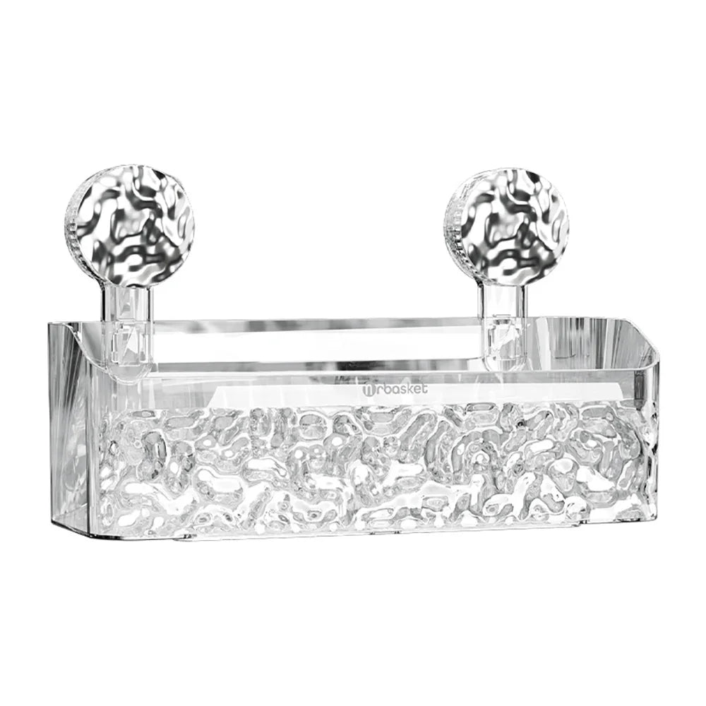 Bathroom Shelf Wall Mounted Non Perforated Suction Cup Storage Basket With Glacier Pattern For Home Storage Products