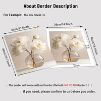 1PC/3PCS Frameless Nordic Beige Peony Flowers Canvas Painting Modern Floral Botanical Posters Aesthetic Wall Art Home Decoration