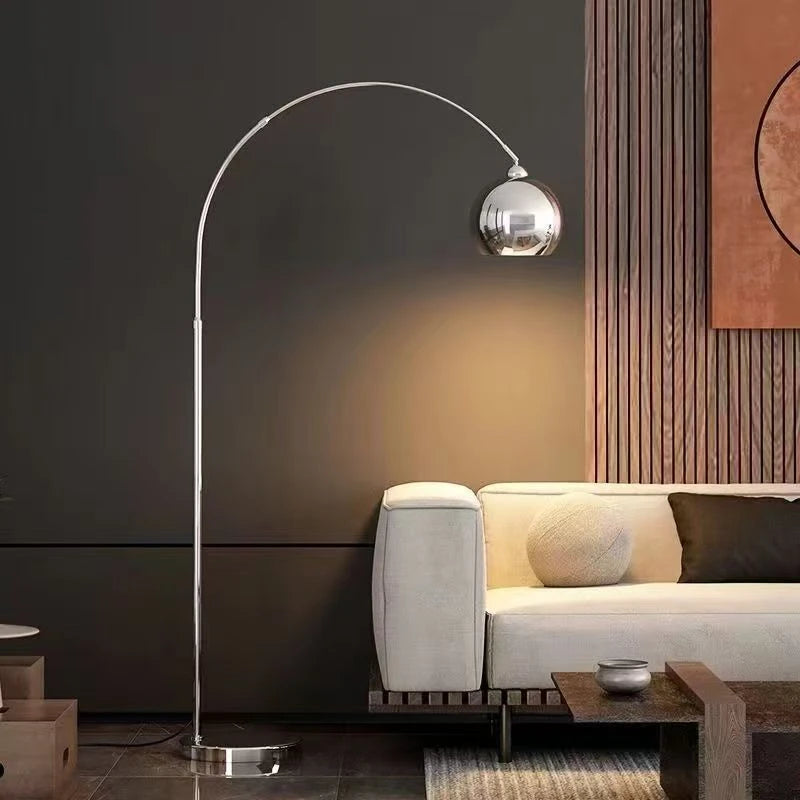 Style Silver Adjustable Floor Lamp for Living Room Bedroom Sofa Side Standing Light Adjustable Height Modern Minimalist Decor