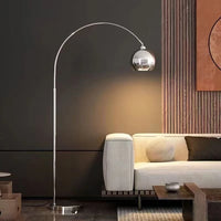 Style Silver Adjustable Floor Lamp for Living Room Bedroom Sofa Side Standing Light Adjustable Height Modern Minimalist Decor