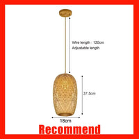 Bamboo Hanging Lamp Pendant Ceiling Light Rattan Wicker Lustre Hand Knit Braiding Suspended Home Dining люстра потол