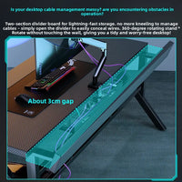 Gaming Desk Two-Stage Split Plate Desktop Home Mountable Monitor Stand Carbon Fiber Textured Solid Wood Computer Desk