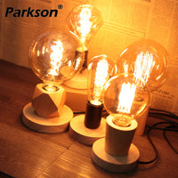Vintage Lamp Holder E27 Socket 85-265V Lampholder LED Lamp Retro Wood Base Napkin Table Desk Lamp Edison Bulb Light Fixture