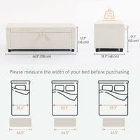Storage Ottoman, Upholstered Corduroy End of Bed Bench with Thick Padding, Storage Bench for Bedroom, Beige