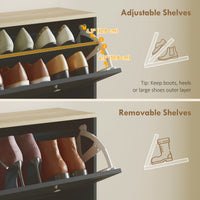 Modern Shoe Storage Cabinet with 4 Flip Drawers and Adjustable Shelves, Shoe Cabinet for 18-24 Pairs of Shoes, Black