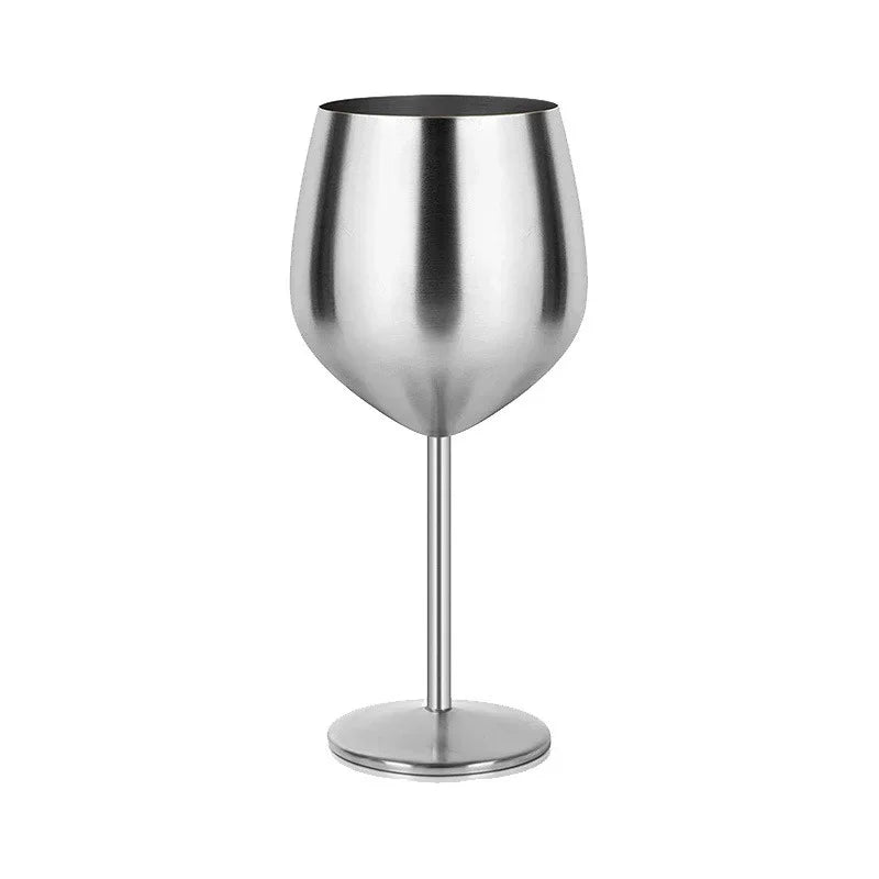 500ML Stainless Steel Goblet Red Wine Cocktail Glass Unbreakable Metal Tall Champagne Glass Bar KTV European Style Goblet Glass