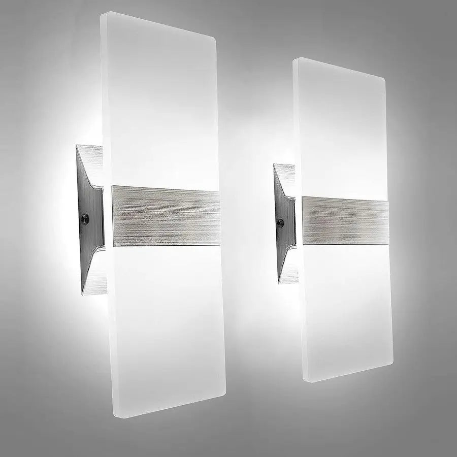 Modern Wall Sconces Set of Two, Led Wall Light 10w, 6000k White Light Up Downlight, Hardwired Acrylic Wall Light Lighting, Suita