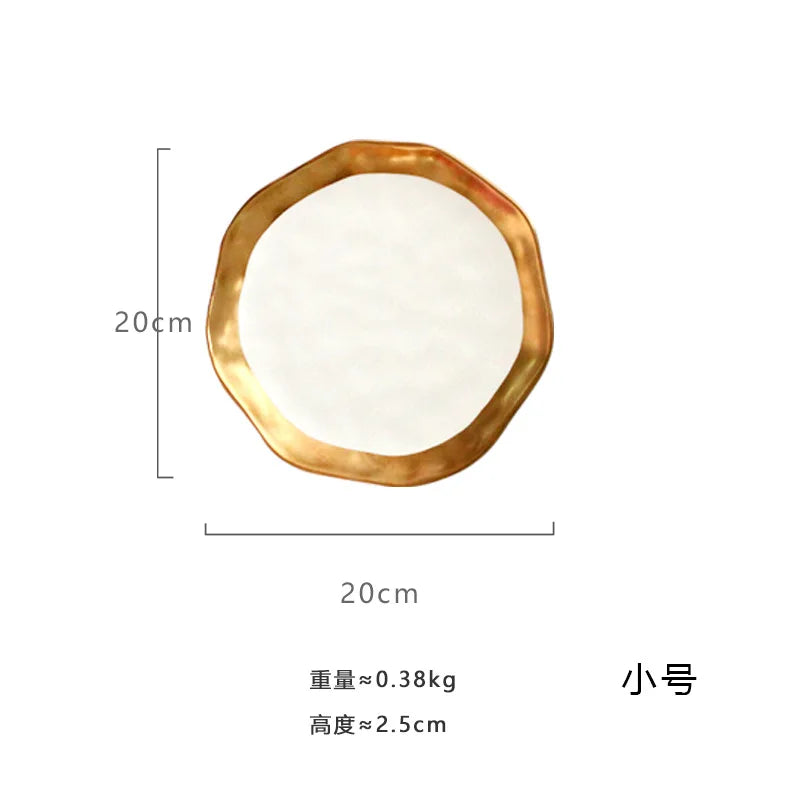 11-inch Gold-plated Western Steak Pasta Plate High-grade Frosted Fruit Salad Dessert Breakfast Plate 8-inch Restaurant Tableware