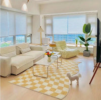 Retro Checkerboard Rugs for Bedroom Home Decor Fluffy Soft Plush Floor Mat Living Room Decoration Carpet Lattice Lounge Rug
