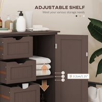 Bathroom Storage Cabinet, Floor Cabinet with Adjustable Shelf and 4 Drawers, Side Cabinet for Washroom, Brown