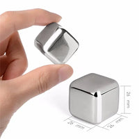 Stainless Steel Whiskey Stone Ice Cubes 4/6/8Pcs Reusable Ice Cube Set Vodka Beer Ice Stone Whiskey Cooler Bar Accessories