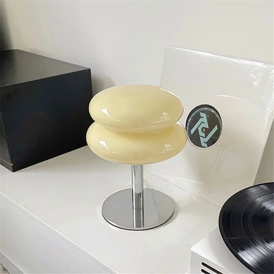 Italian Designer Glass Egg Tart Table Lamp Bedroom Bedside Study Reading Led Night Light Home Decor Atmosphere Stained Desk Lamp