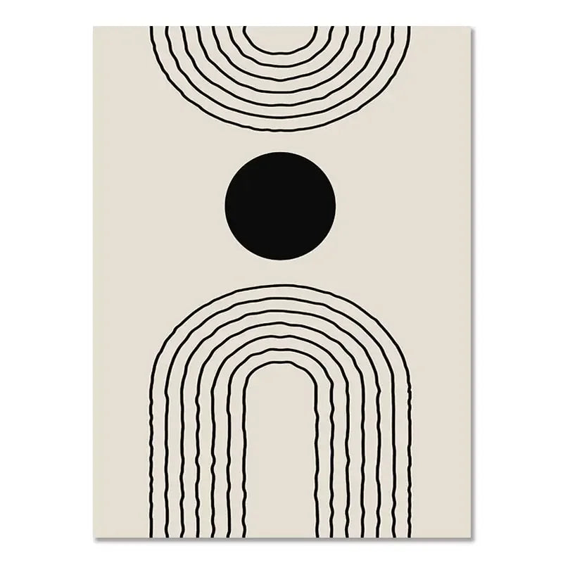 Abstract Boho Geometric Line Posters Black Beige Bohemian Wall Art Canvas Painting Print Picture for Living Room Home Decoration
