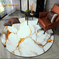 Luxurious Colour Marble Blue Green Gold Round Carpet Rug for Living Room Bedroom Sofa Decor,Kid Area Rug Non-slip Floor Mat Gift