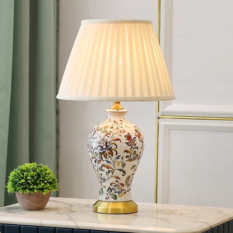 Ceramic Table Lamp Retro Painted Decoration