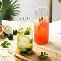 Glass Water Bottle Set 550ML/600ML Glass Bedside Water Carafe Bottle With Glass Cup Drinking Pitcher for Milk Beverage Tea
