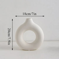 Nordic Vase Circular Hollow Ceramic Flower Vase For Home Living Room Decoration Accessories Interior Office Desktop Decor Gift