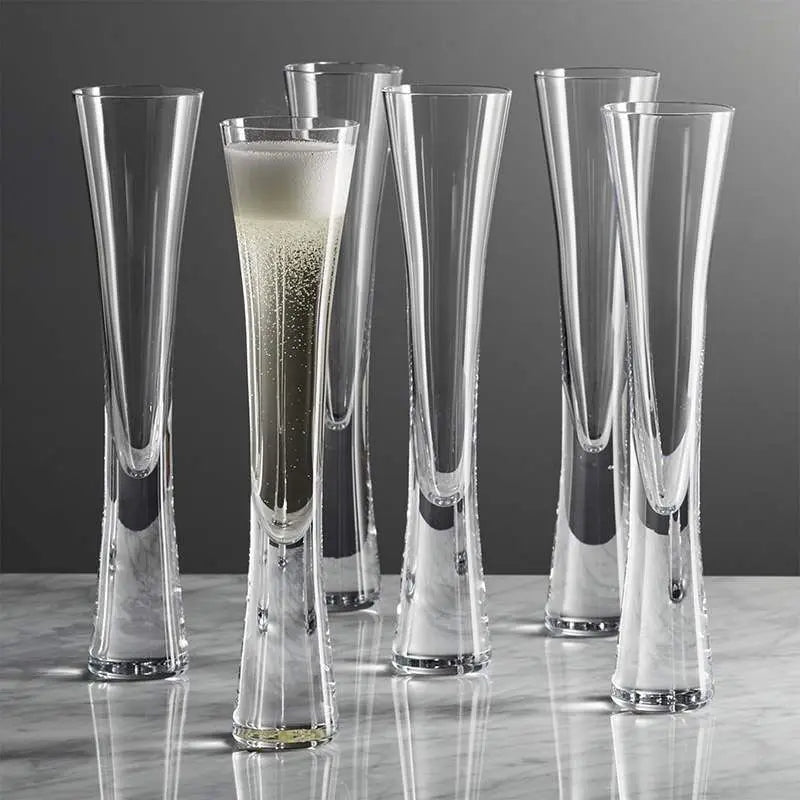 Hourglass Shape Glass Cup Tall Elegant Champagne Flute for Juice Beer Cocktail Home Bar Party Wedding