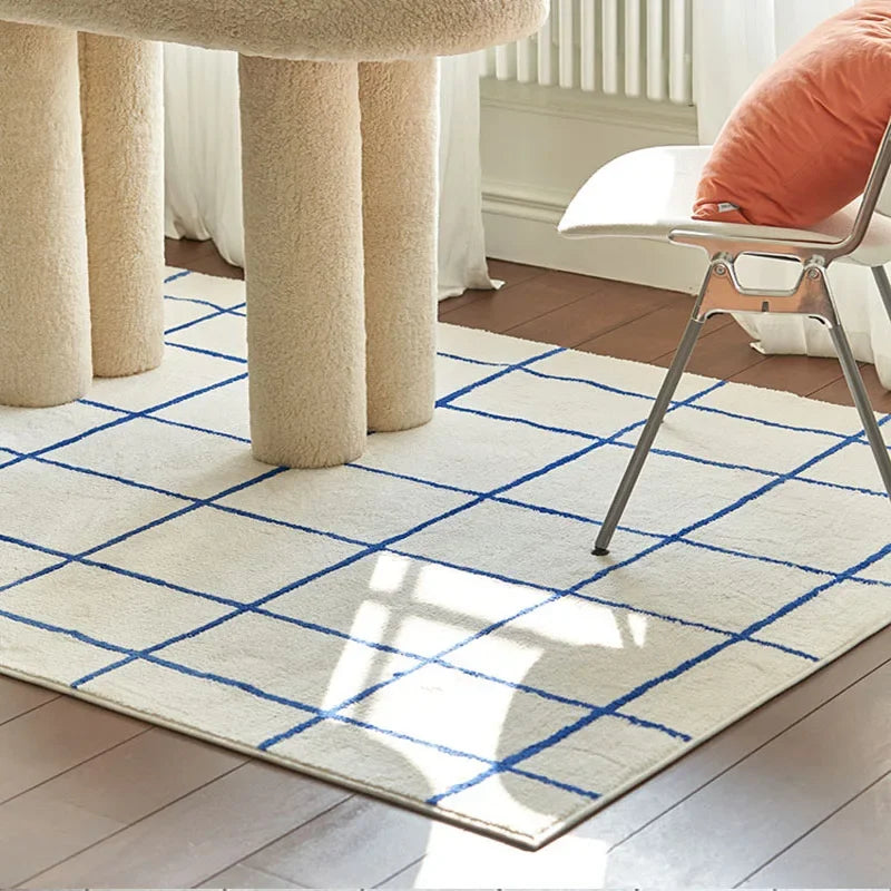 Modern Fashion Minimalist Carpets for Living Room Fluffy Soft Plush Floor Mat Ins Style Bedroom Decor Plaid Rug Ковер Tapis 러그