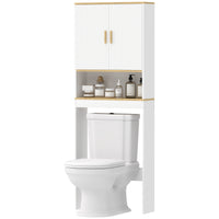 Over the Toilet Storage Shelf Adjustable Shelf Over the Toilet Storage Cabinet for Bathroom White and Oak