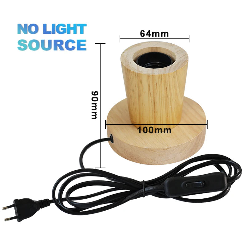 Vintage Lamp Holder E27 Socket 85-265V Lampholder LED Lamp Retro Wood Base Napkin Table Desk Lamp Edison Bulb Light Fixture