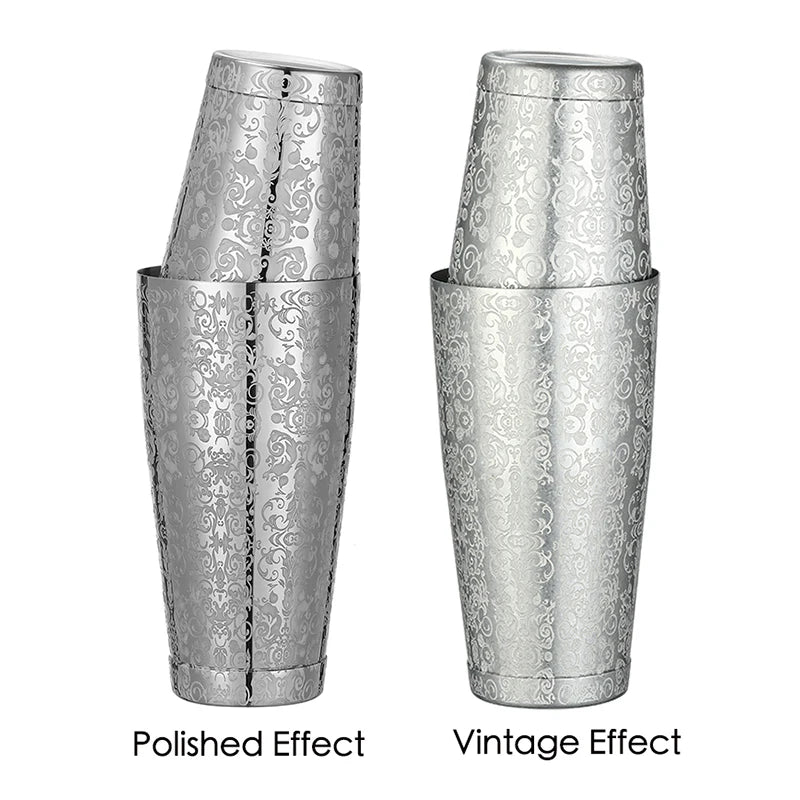 Stainless Steel Boston Shaker Bar Shaker with different Surface Finish -2 Piece Cocktail Shaker, 15-Ounce and 25-Ounce