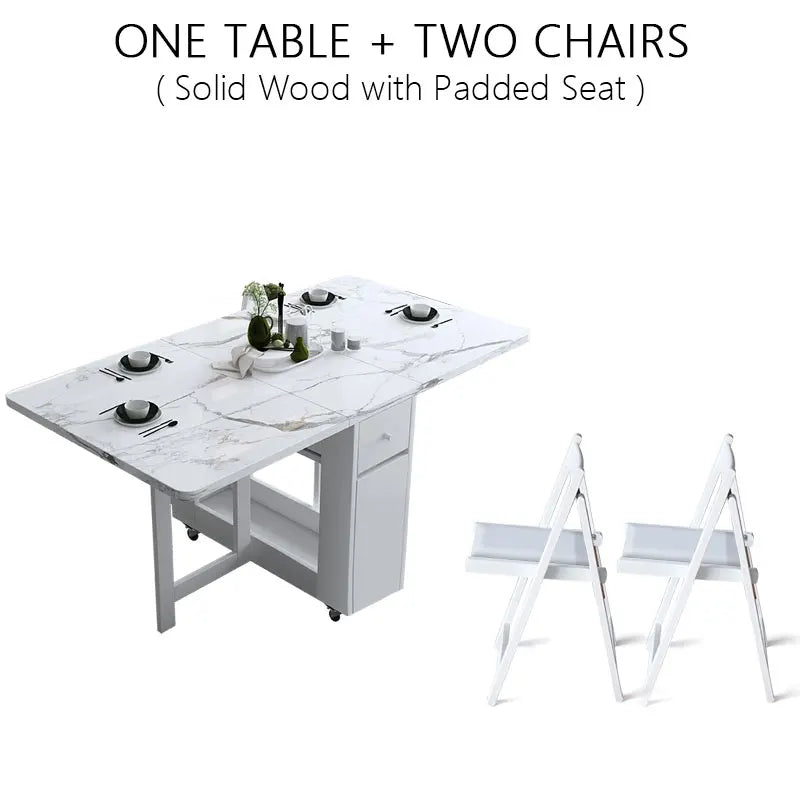Fashion White Color Folding Dining Table Furniture yemek masasi Multifunctional Rectangle Foldable Dining Table Folding Chairs
