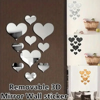 1Set 3D Love Hearts Mirror Wall Sticker Decal Wall Art Removable Wedding Decoration Kids Room Decoration Toilet Table Stickers