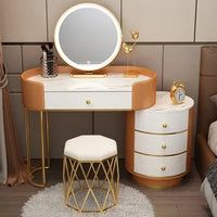 Pink White Vanity Table Women Luxury Nail European Big Stool Study Dressing Table Organizer Mesa De Maquillaje Home Furniture