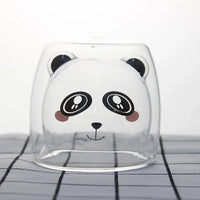250ML Double Glass Cup Coffee Mug Bear Cat Dog Animal Transparent Cute Milk Juice Tea Drinking Cups Birthday Party Wine Glasses