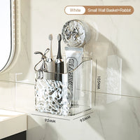 Bathroom Shelf Wall Mounted Non Perforated Suction Cup Storage Basket With Glacier Pattern For Home Storage Products