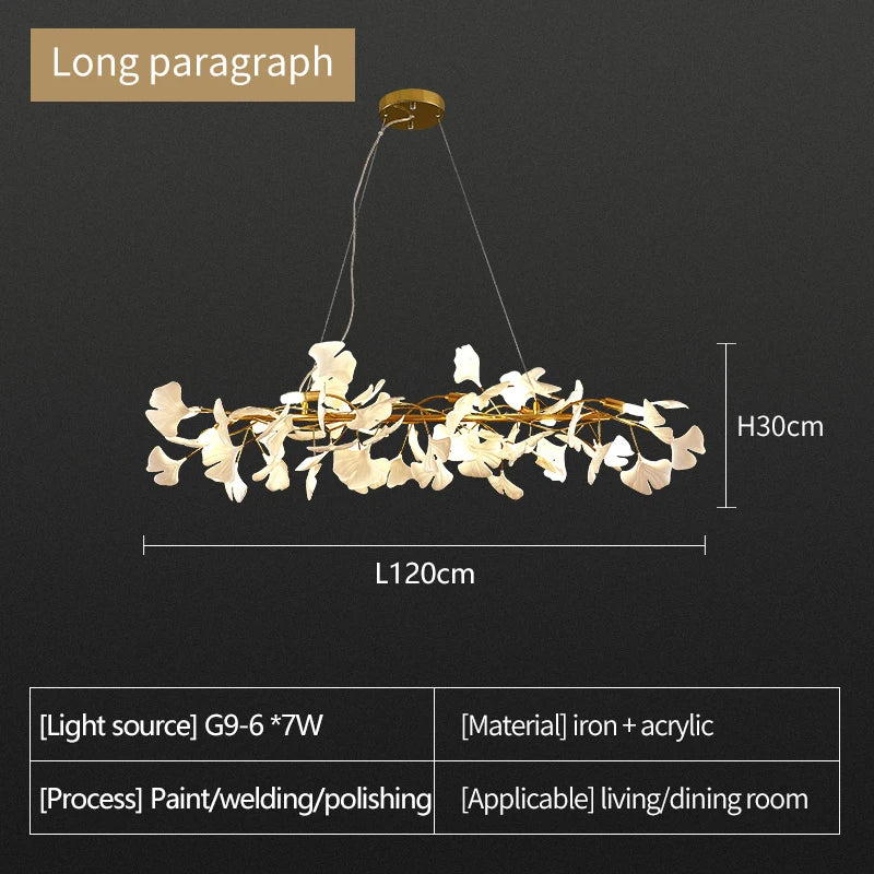 Nordic Ceramic LED Chandeliers Can Be Used For Living Rooms, Dining Rooms, Modern Ginkgo Leaf Lamp, And Room Decoration Lights