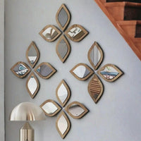 4PCS Boho Tear-Shaped Decorative Wall Mirrors, Acrylic Modern Mirror Wall Art, Bedroom, Office, Bedroom & Living Room Ornament