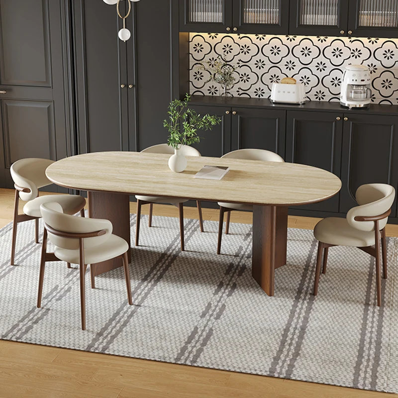 Nordic Retro Style 6-Seater Dining Table Set Modern Wooden Kitchen Furniture for Home or Hotel Use