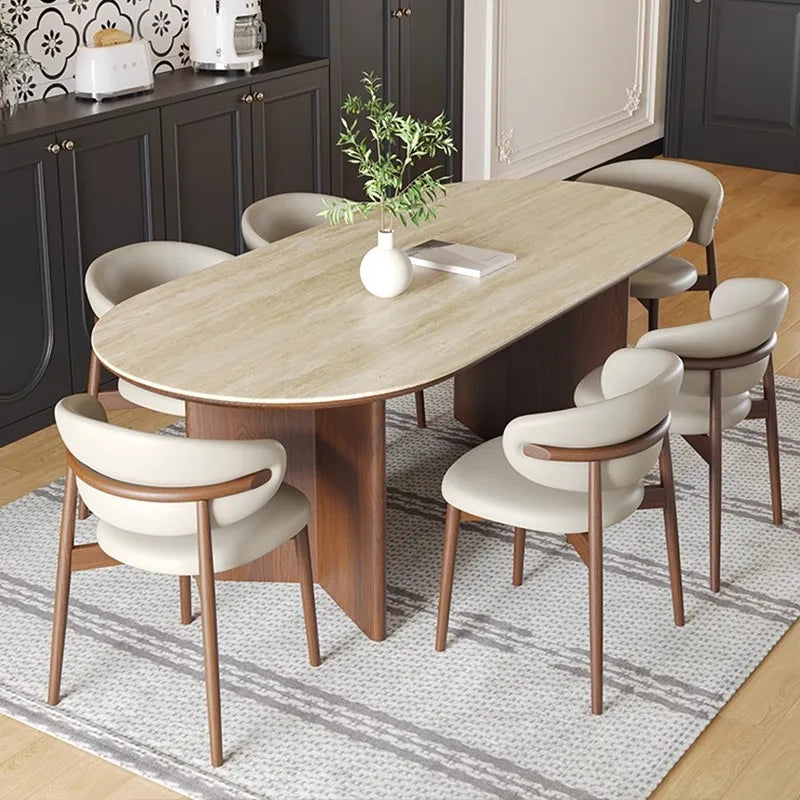 Nordic Retro Style 6-Seater Dining Table Set Modern Wooden Kitchen Furniture for Home or Hotel Use