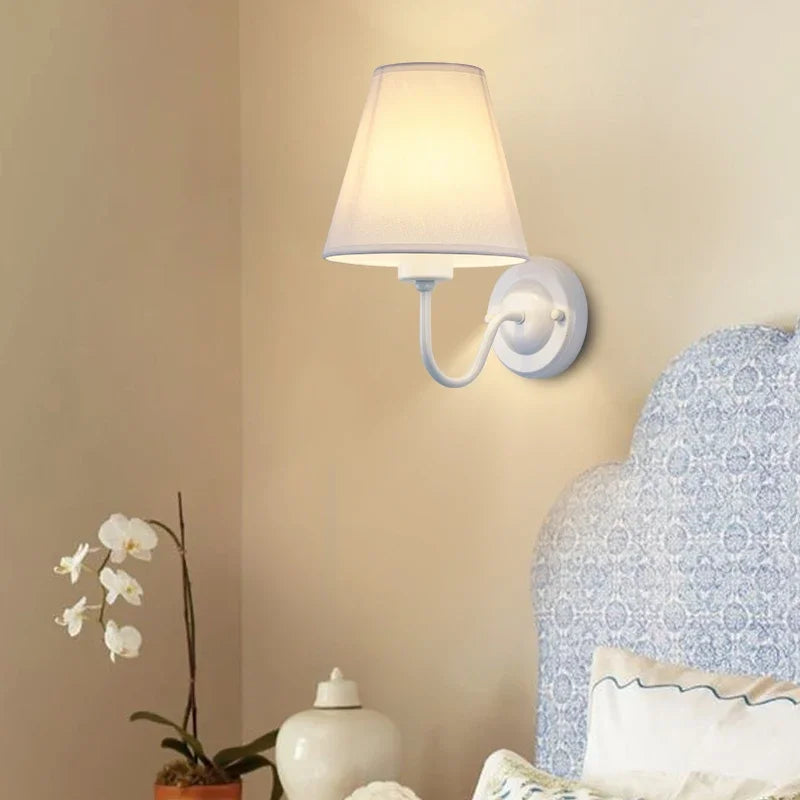 LED Modern Wall Lamp Indoor Lighting Nordic E27 Fabric Retro Wall Lamp Home Bedroom Bedside Hotel Lamp