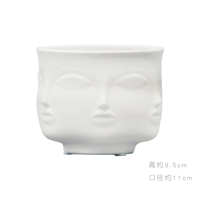 Creative Face Ceramic Vase Flowers, Artificial Flowers, Decorative White Vase  Nordic Decoration Home