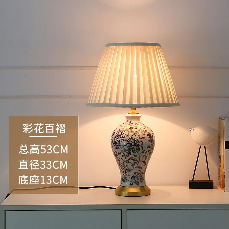 Ceramic Table Lamp Retro Painted Decoration