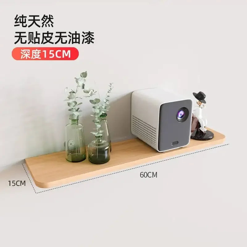 Wall-Mounted Solid Wood Partition Rack Non-Perforated Storage Shelf Home Organizer