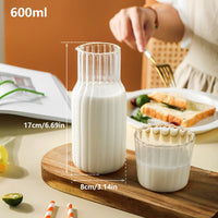 Glass Water Bottle Set 550ML/600ML Glass Bedside Water Carafe Bottle With Glass Cup Drinking Pitcher for Milk Beverage Tea