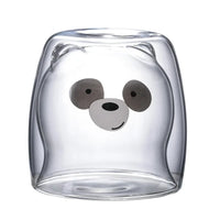 250ML Double Glass Cup Coffee Mug Bear Cat Dog Animal Transparent Cute Milk Juice Tea Drinking Cups Birthday Party Wine Glasses