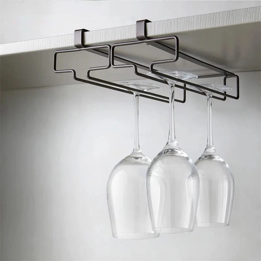 Hanging Wine Glass Holder Kitchen Punch Free Cabinet Champagne Glass Bottle Storage Rack Bar Restaurants Multi Purpose Organizer