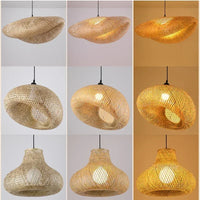 Bamboo Hanging Lamp Pendant Ceiling Light Rattan Wicker Lustre Hand Knit Braiding Suspended Home Dining люстра потол